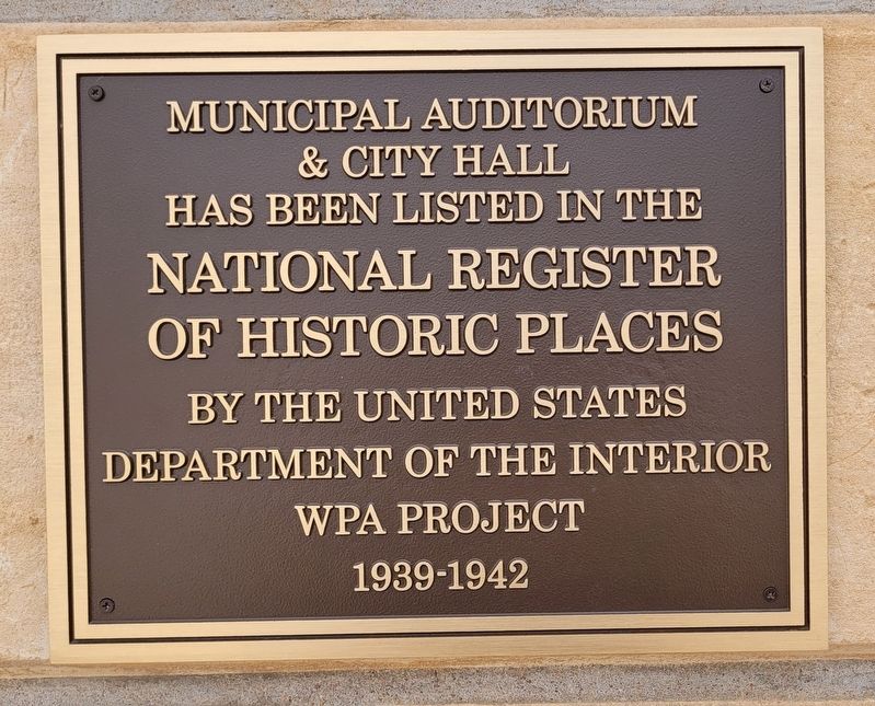 Municipal Auditorium & City Hall Marker. Click for full size. Municipal Auditorium & City Hall Marker image. Click for full size.