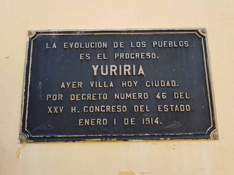 Yuriria Named a City Marker image. Click for full size.