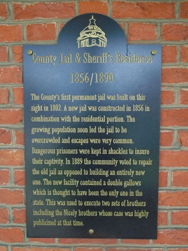 County Jail & Sheriff's Residence Marker image. Click for full size.