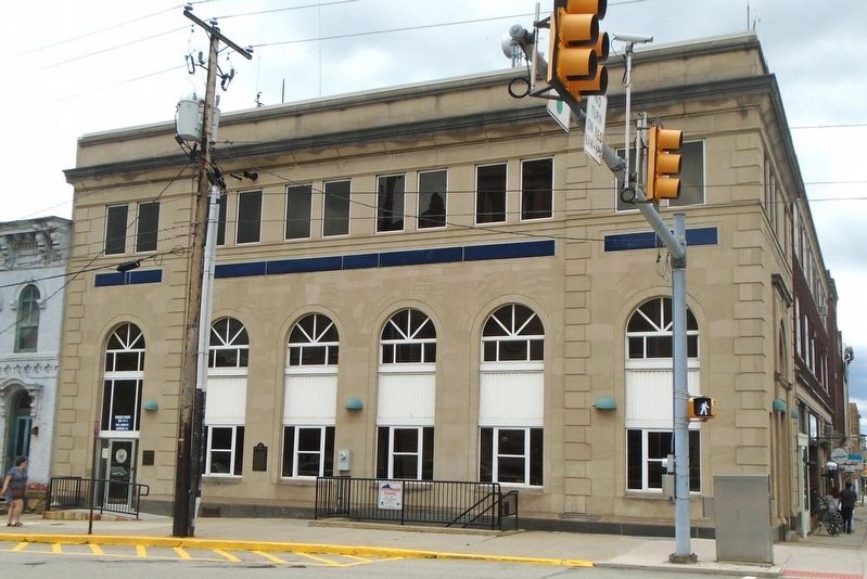 First National Bank and Marker image. Click for full size.
