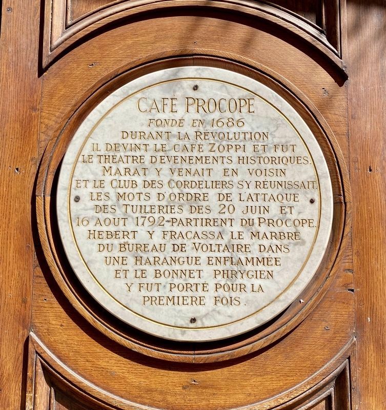 Caf Procope Marker - second panel image. Click for full size.