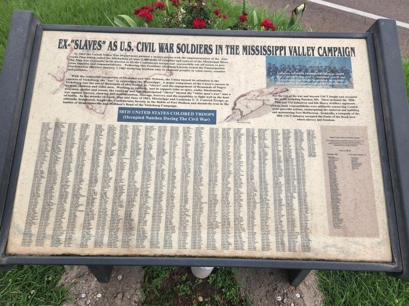 Ex-"Slaves" as U.S. Civil War Soldiers in the Mississippi Valley Campaign Marker image. Click for full size.