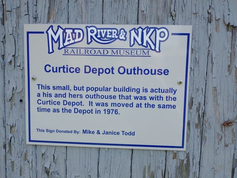 Curtice Depot Outhouse Marker. Click for full size. Curtice Depot Outhouse Marker image. Click for full size.