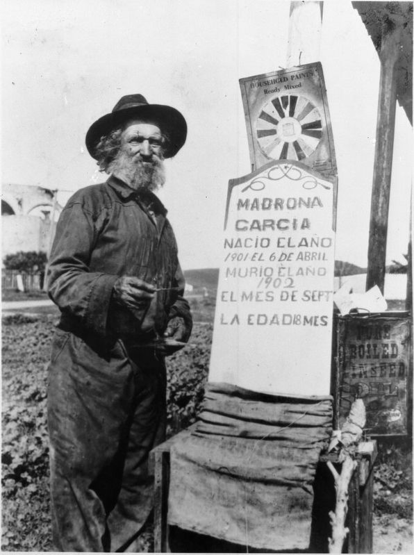 <i>Portrait of Luis L. Cojo, painter of grave markers at Mission San Juan Capistrano cemetery</i> image. Click for full size.