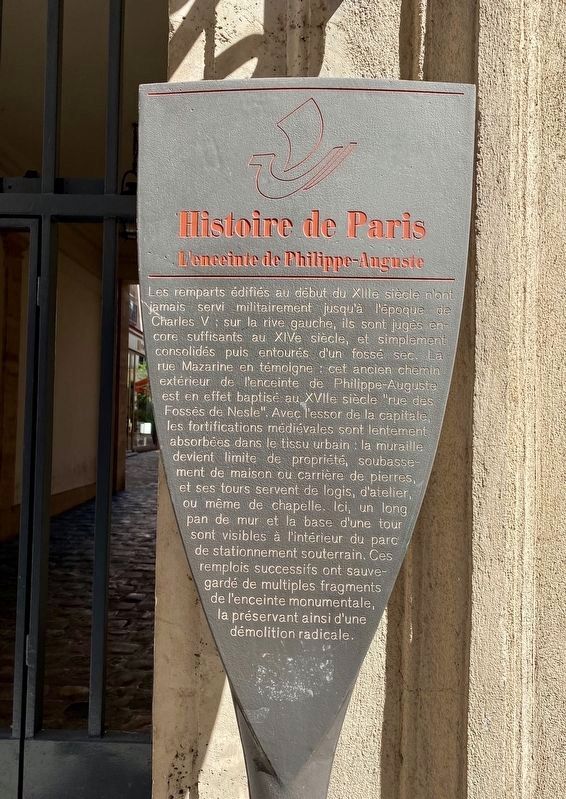 L'Enceinte de la Philippe-August / Wall of Philip II Augustus Marker. Click for full size. L'Enceinte de la Philippe-August / Wall of Philip II Augustus Marker image. Click for full size.