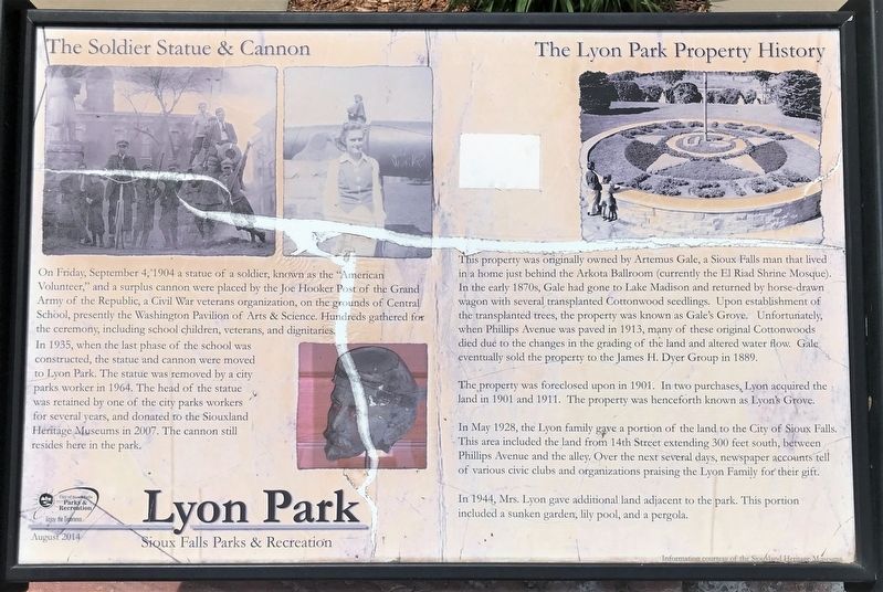 The Soldier Statue & Cannon / The Lyon Park Property History Marker. Click for full size. The Soldier Statue & Cannon / The Lyon Park Property History Marker image. Click for full size.