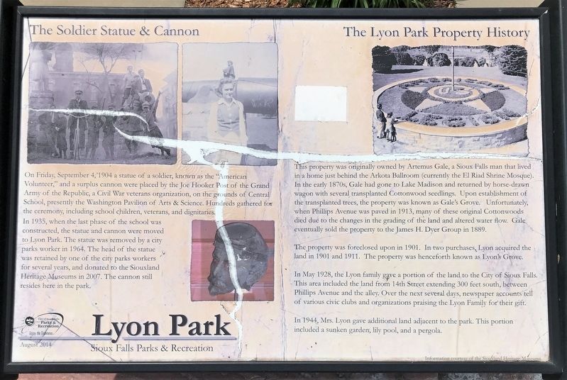 The Soldier Statue & Cannon / The Lyon Park Property History Marker image. Click for full size.