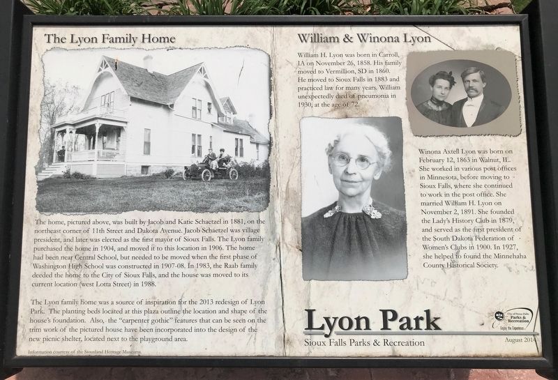 The Lyon Family Home / William & Winona Lyon Marker image. Click for full size.