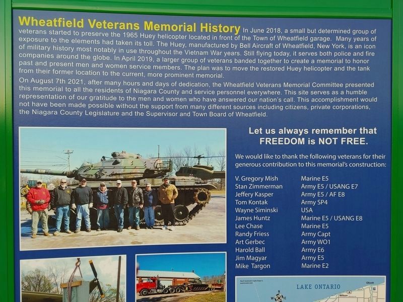 Wheatfield Veterans Memorial History. Click for full size. Wheatfield Veterans Memorial History image. Click for full size.