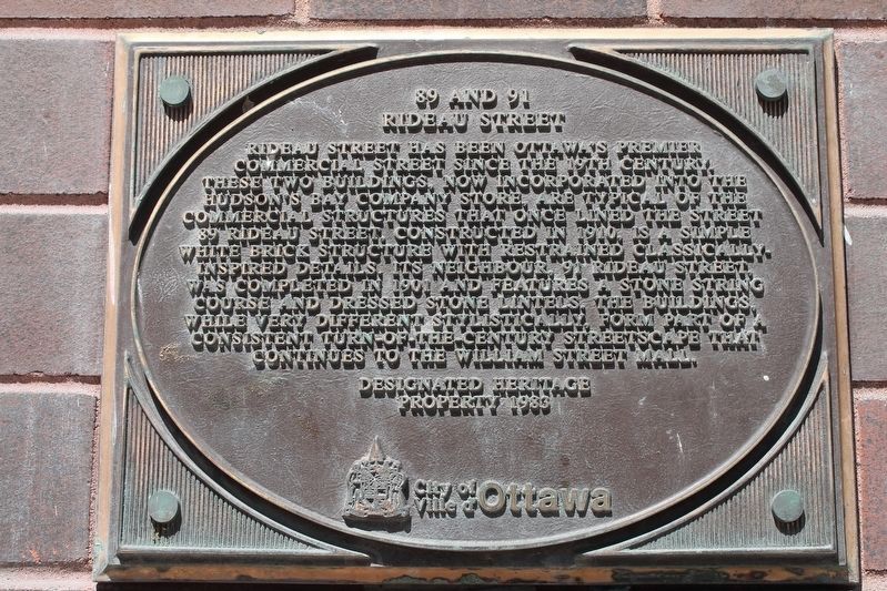 89 And 91 Rideau Street Marker - English text image. Click for full size.