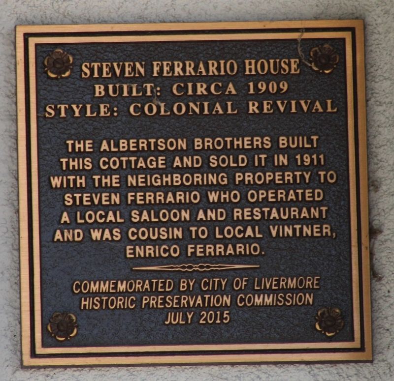 Steven Ferrario House Marker. Click for full size. Steven Ferrario House Marker image. Click for full size.