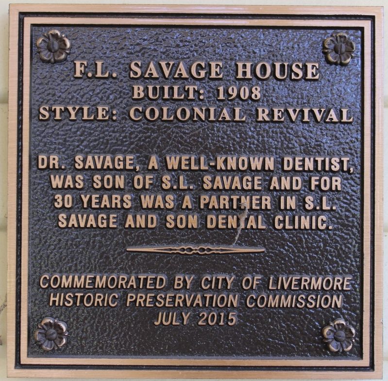F.L. Savage House Marker image. Click for full size.