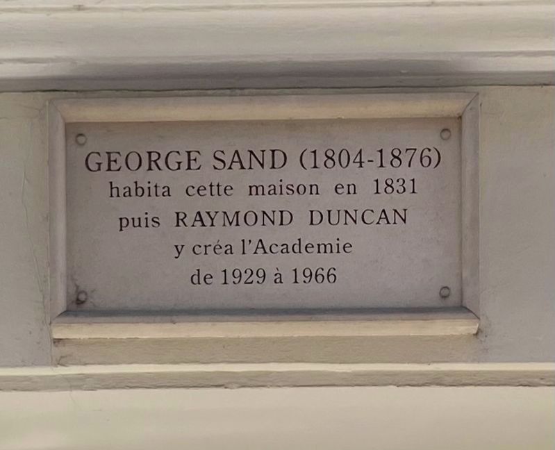 George Sand (1804-1876) / Raymond Duncan Marker. Click for full size. George Sand (1804-1876) / Raymond Duncan Marker image. Click for full size.