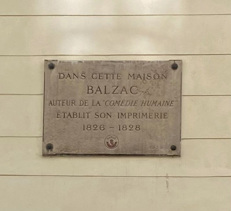 L'imprimerie de Balzac / Balzac's Print Shop Marker. Click for full size. L'imprimerie de Balzac / Balzac's Print Shop Marker image. Click for full size.