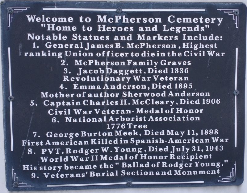 Welcome to McPherson Cemetery Marker image. Click for full size.