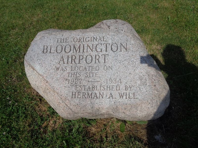 Bloomington Airport Former Site Marker image. Click for full size.