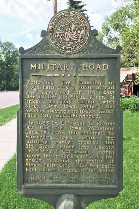 Military Road Marker <i>(Side one)</i> image. Click for full size.