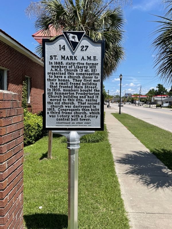 St. Mark A.M.E. Marker (Side 1) image. Click for full size.