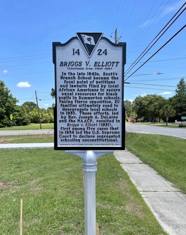 <i> Briggs V. Elliott </i> (Side 2) Marker image. Click for full size.