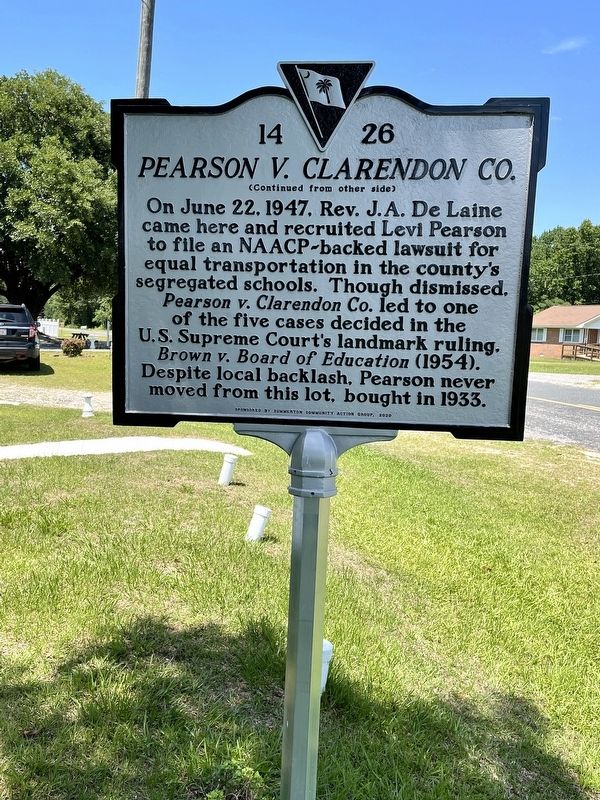 <i> Pearson V. Clarendon Co. </i> Marker image. Click for full size.