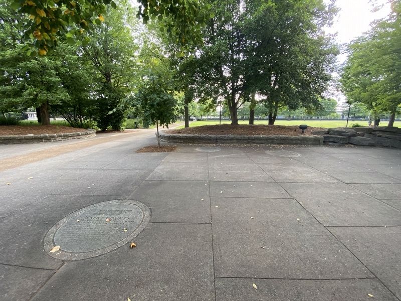 Wayne County marker (foreground) and Perry County marker (back left) image. Click for full size.