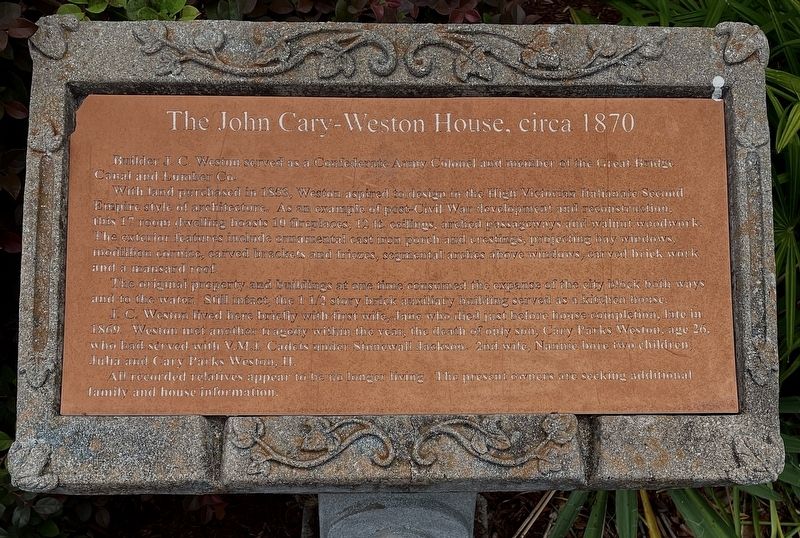 The John Cary-Weston House, circa 1870 Marker image. Click for full size.