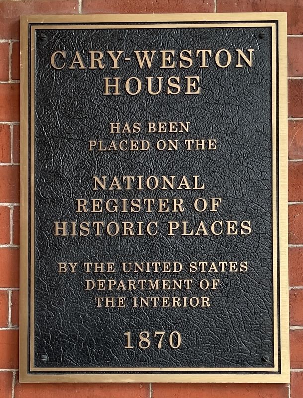 The John Cary-Weston House National Register plaque image. Click for full size.