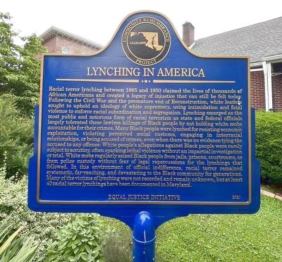 Lynching in America side of the marker image. Click for full size.