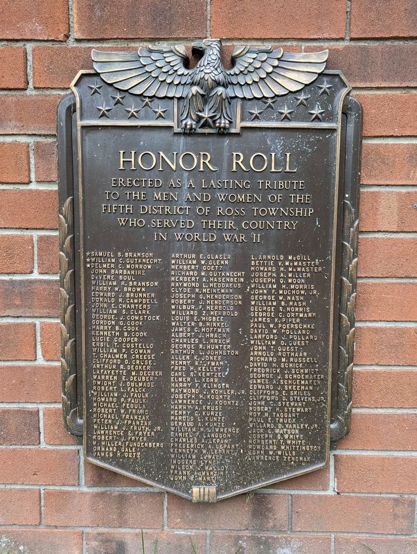 Ross Township Fifth District World War II Memorial image. Click for full size.