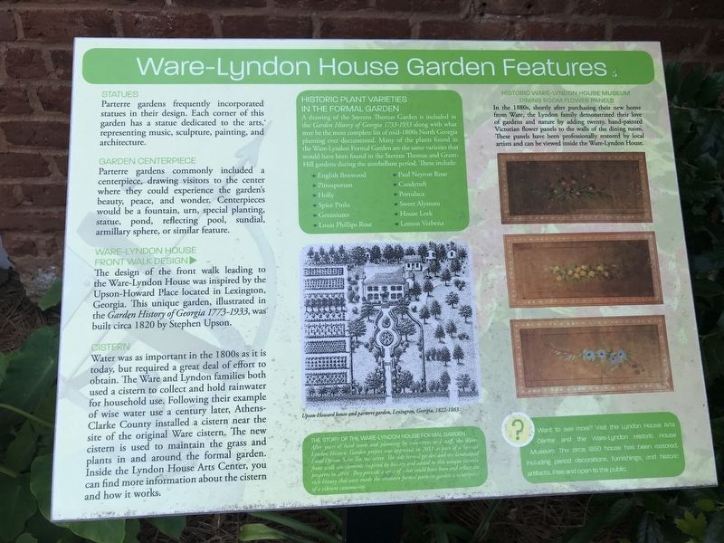 Ware-Lyndon House Garden Features Marker. Click for full size. Ware-Lyndon House Garden Features Marker image. Click for full size.
