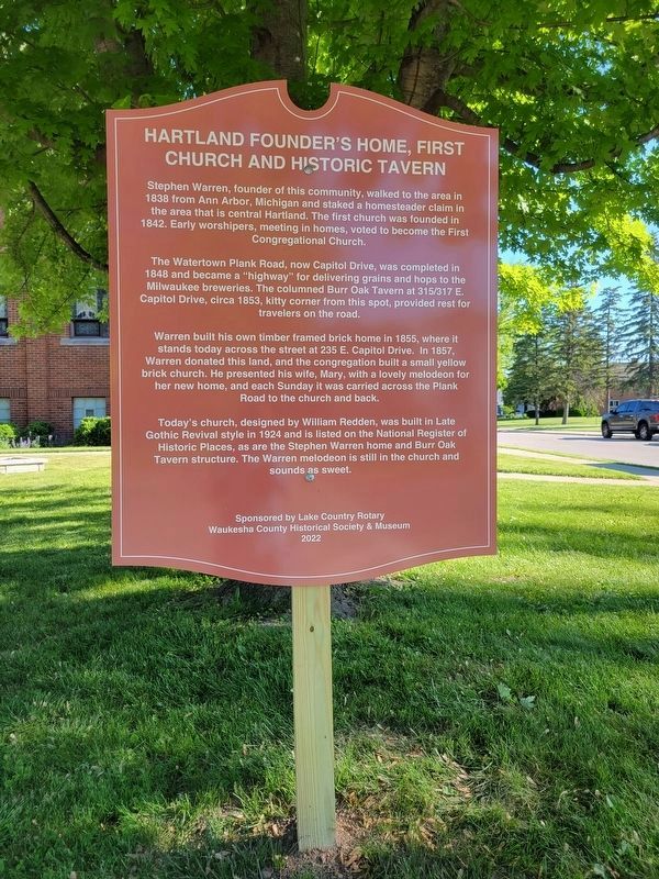 Hartlands Founders Home, First Church and Historic Tavern Marker image. Click for full size.