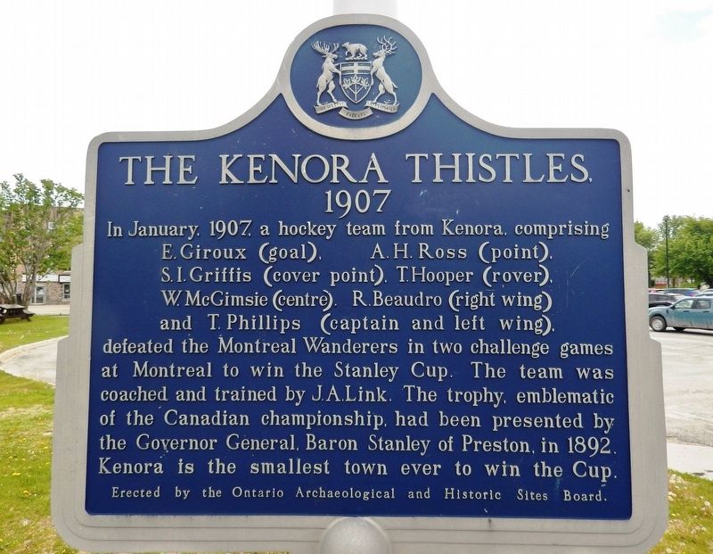 The Kenora Thistles Marker image. Click for full size.