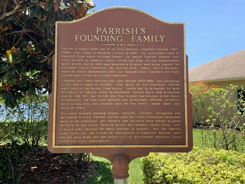 Parrish's Founding Family Marker image. Click for full size.