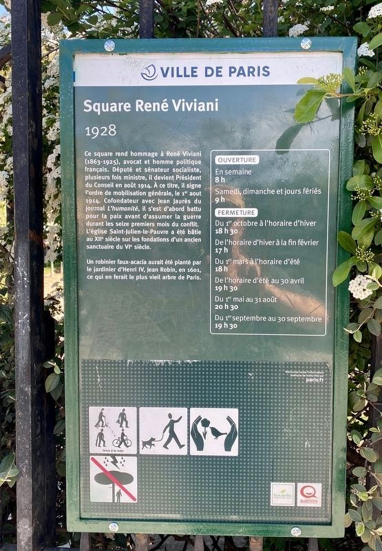 Square René Viviani (1928) Marker. Click for full size. Square René Viviani (1928) Marker image. Click for full size.