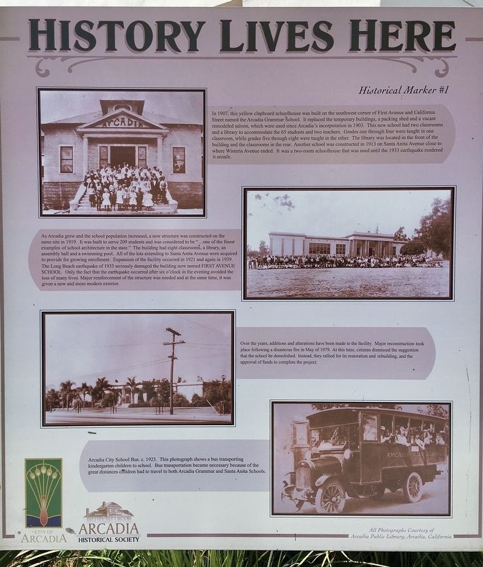 First Avenue School Marker image. Click for full size.