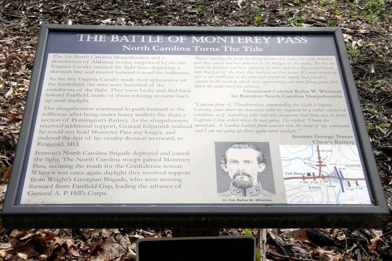 The Battle of Monterey Pass wayside image. Click for full size.