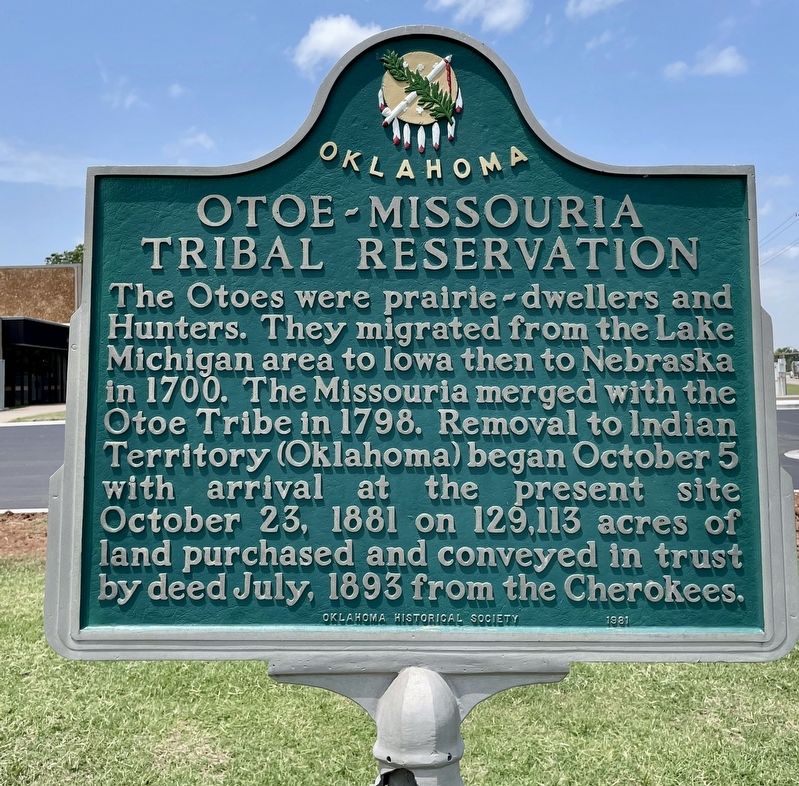 Otoe~Missouria Tribal Reservation Marker image. Click for full size.