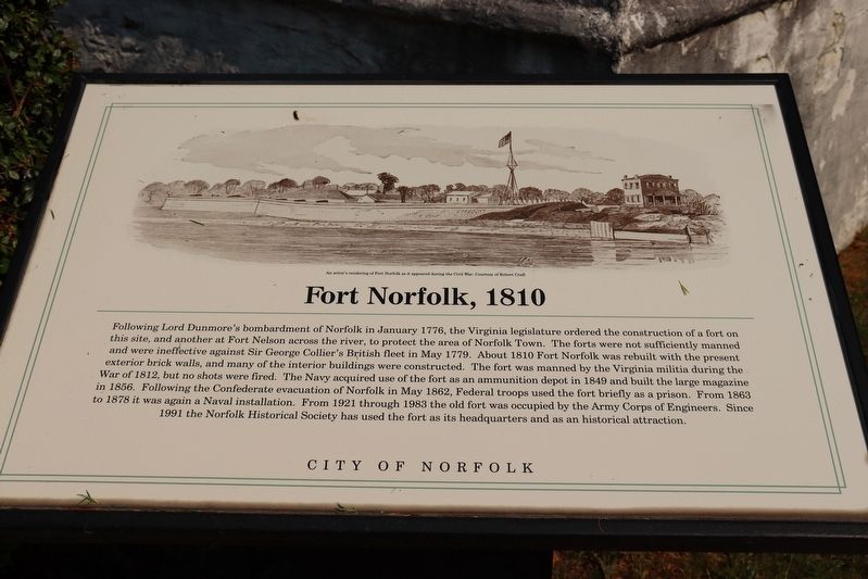 Fort Norfolk, 1810 Marker image. Click for full size.