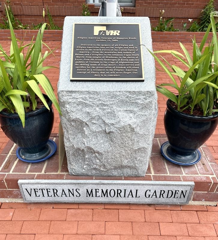 Filipino American Veterans of Hampton Roads Marker. Click for full size. Filipino American Veterans of Hampton Roads Marker image. Click for full size.