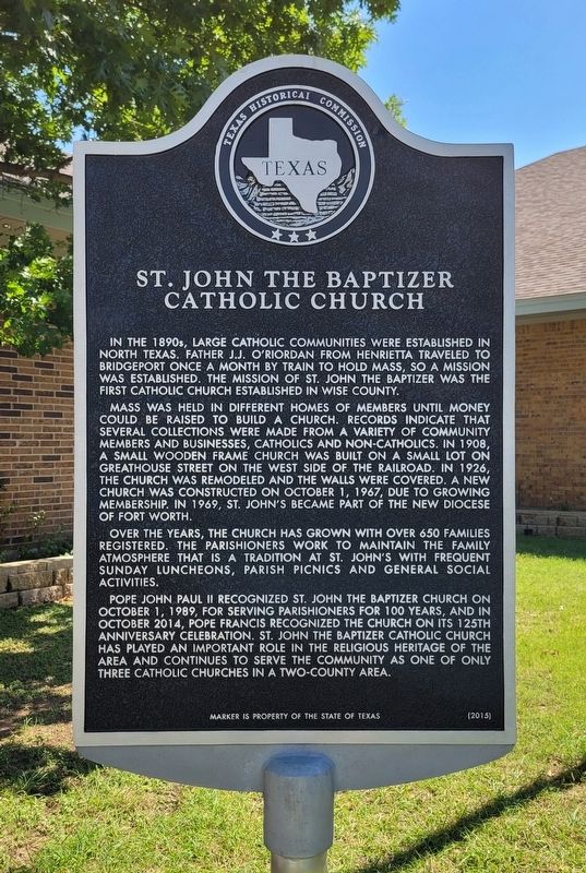 St. John the Baptizer Catholic Church Marker image. Click for full size.