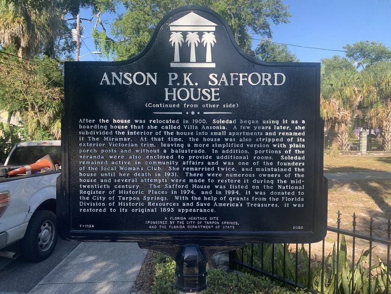 Anson P.K. Safford House Marker Side 2 image. Click for full size.