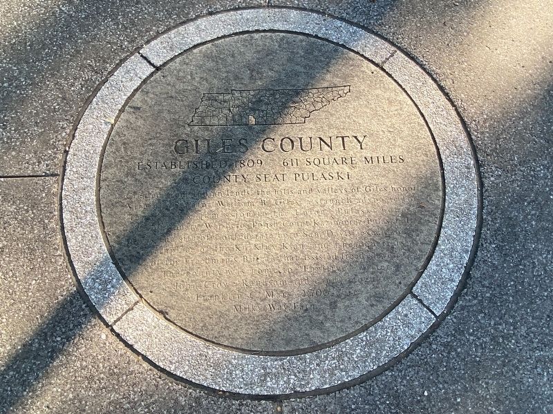 Giles County Marker image. Click for full size.