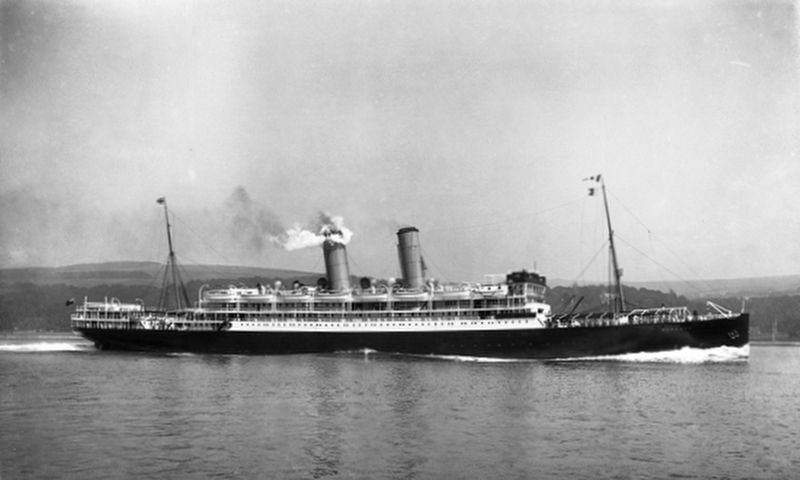 HMS <i>Otranto</i> as a cruise liner image. Click for full size.