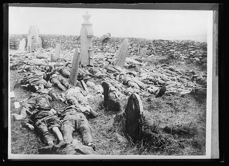 <i>Otranto</i> victims in church graveyard image. Click for full size.