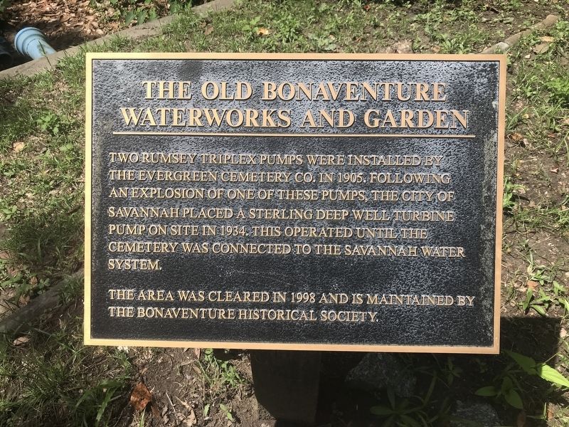 The Old Bonaventure Waterworks and Garden Marker image. Click for full size.
