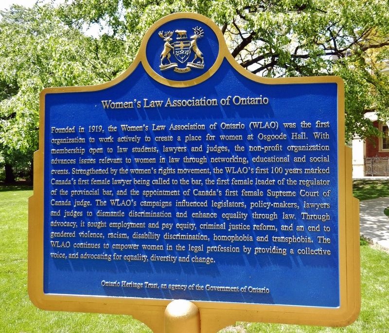 Women's Law Association of Ontario Marker<br>(<i>south side � English</i>) image. Click for full size.