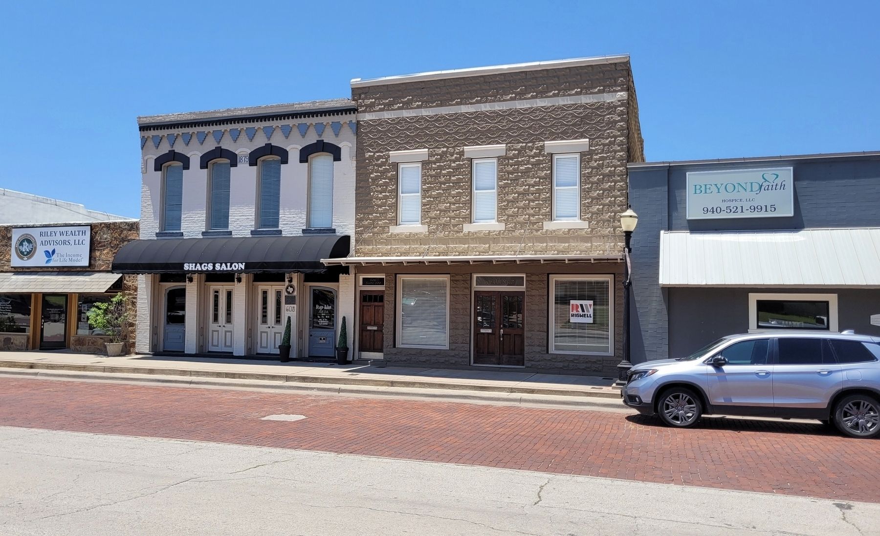 The view of the Ryus Store Building and Marker from across the street image. Click for full size.