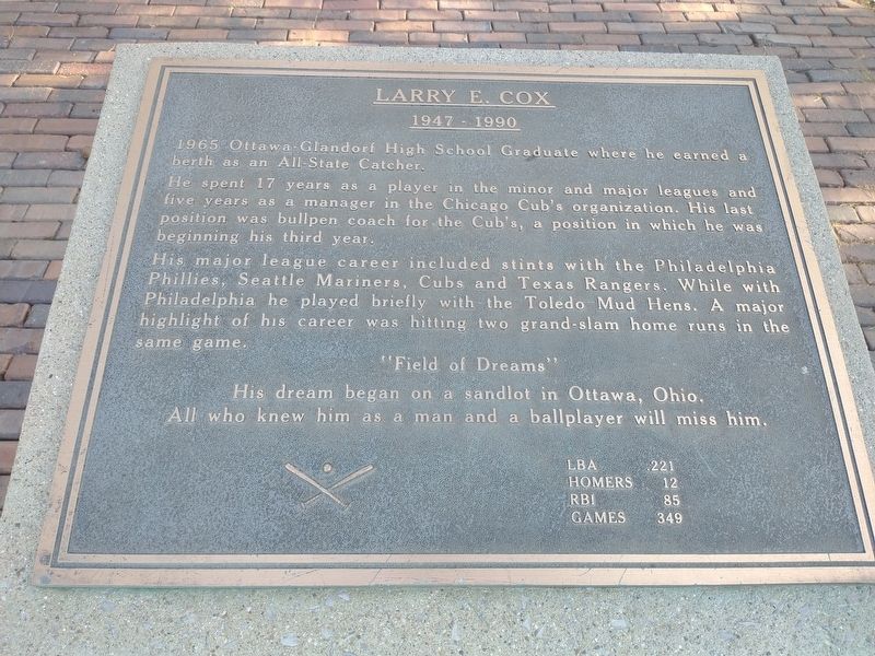 Larry E. Cox Marker image. Click for full size.