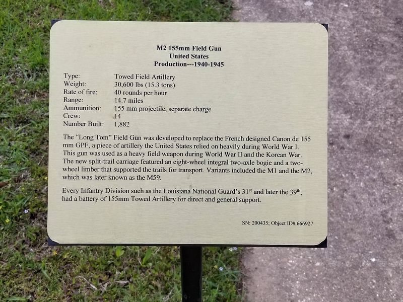 M2 155mm Field Gun Marker. Click for full size. M2 155mm Field Gun Marker image. Click for full size.