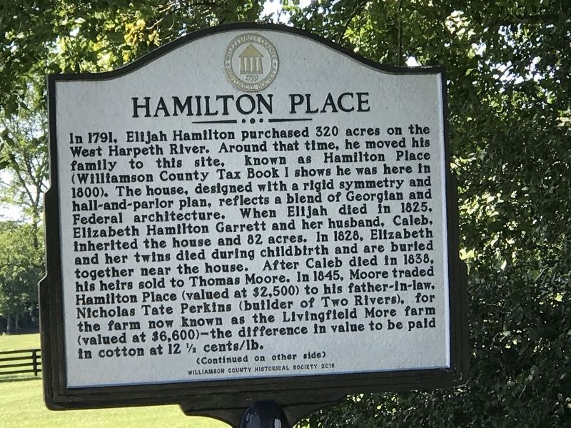 Hamilton Place Marker (side A) image. Click for full size.
